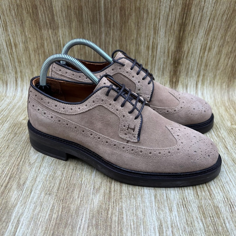 Hackett London Wingtip Brogue Derby Men's Size 7 Tan Suede Lace Up Shoes
